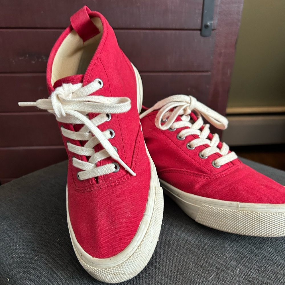 SeaVees, cherry red mid rise sneaks, size 7.